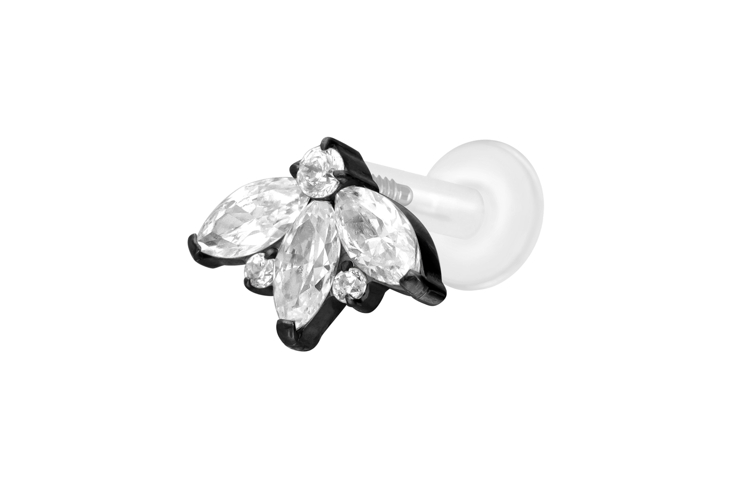 PTFE Labret Piercing mit Innengewinde + Titan-Aufsatz LOTUSBLÜTE